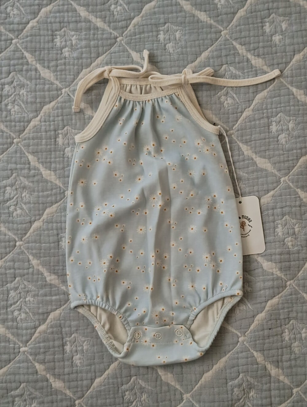 Fin & Vince Daisy Fields Tie-Strap Bodysuit 3-6 Months NWT